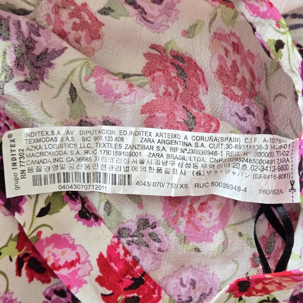 Zara Pink Floral Wrap Midi Skirt Rose Print Tie Waist Size XS Flowy Resortwear - Picture 10 of 11
